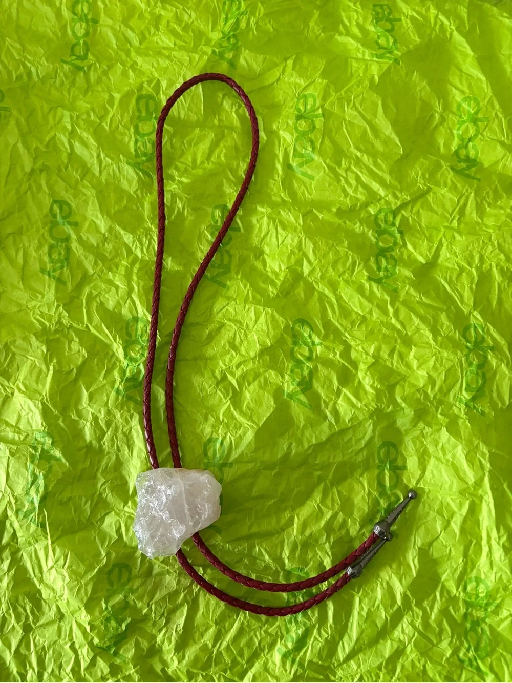 Rough Clear Quartz Crystal Chunk Bolo Tie